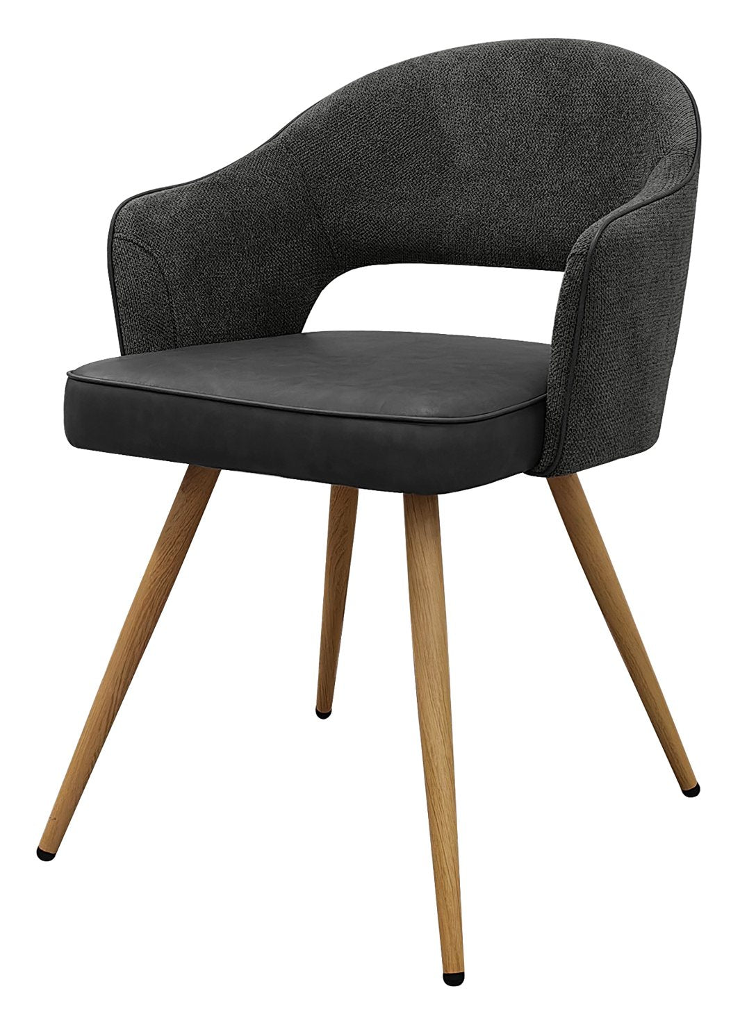 Hanson Grey Fabric And Dark Grey Faux Leather Two Tone Chair with Oak Effect Legs (Pair)