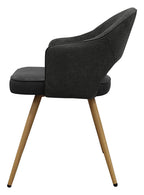 Hanson Grey Fabric And Dark Grey Faux Leather Two Tone Chair with Oak Effect Legs (Pair) - Home Furniture Interiors