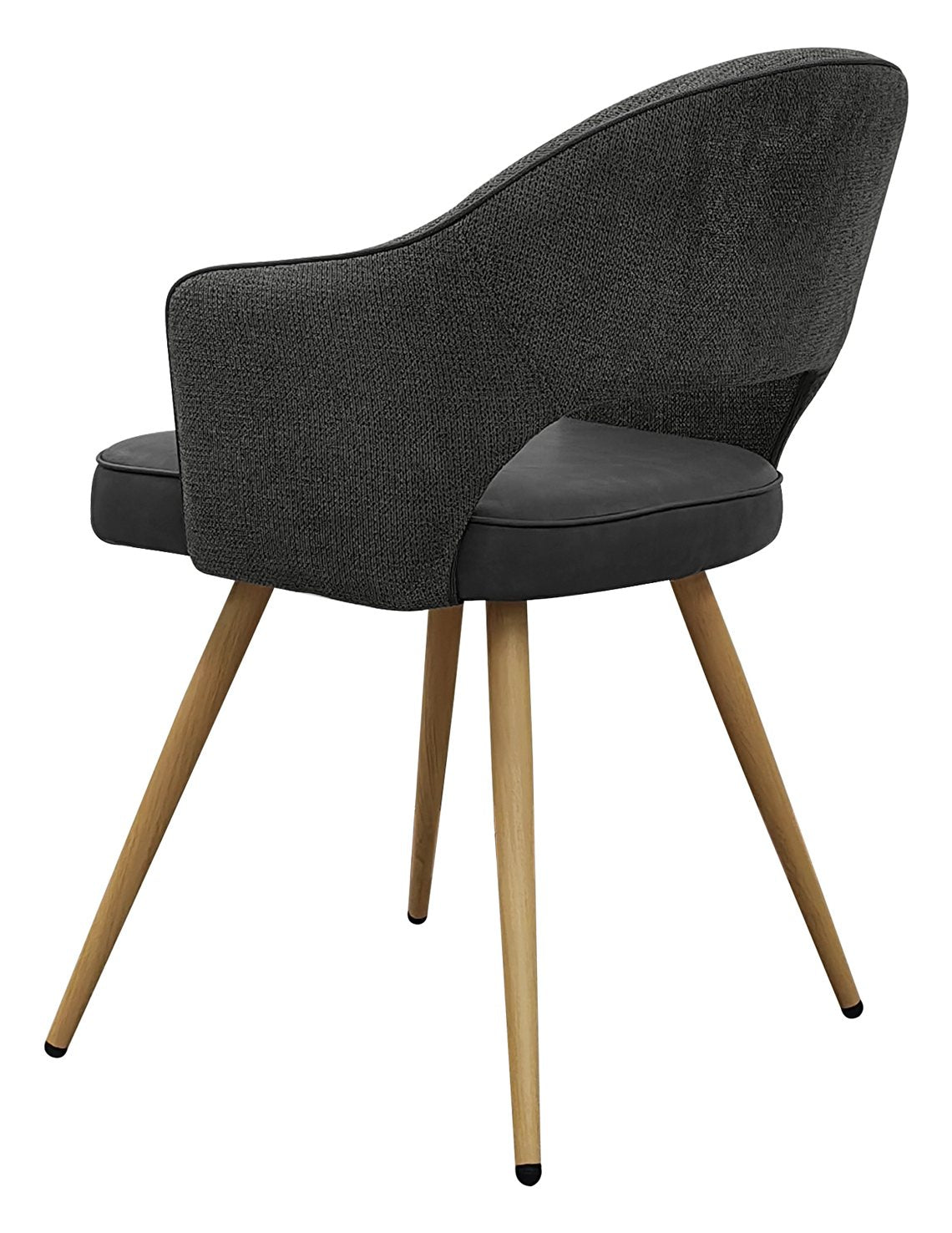 Hanson Grey Fabric And Dark Grey Faux Leather Two Tone Chair with Oak Effect Legs (Pair) - Home Furniture Interiors