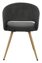 Hanson Grey Fabric And Dark Grey Faux Leather Two Tone Chair with Oak Effect Legs (Pair) - Home Furniture Interiors