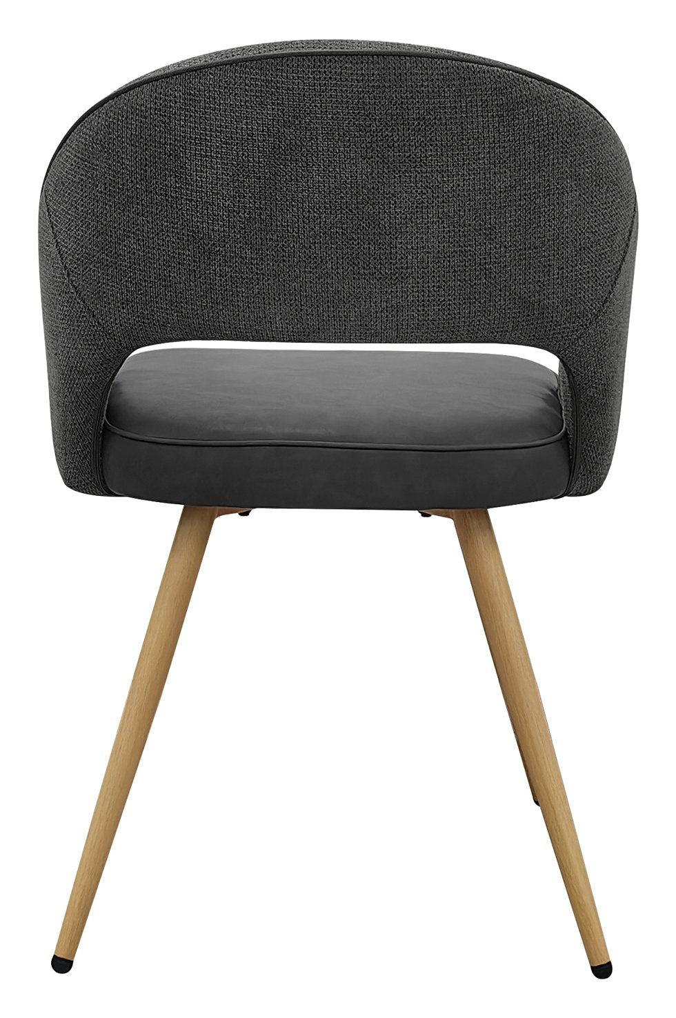 Hanson Grey Fabric And Dark Grey Faux Leather Two Tone Chair with Oak Effect Legs (Pair) - Home Furniture Interiors