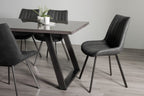 Rectangular 6ft Grey Painted Dining Table Glass Top