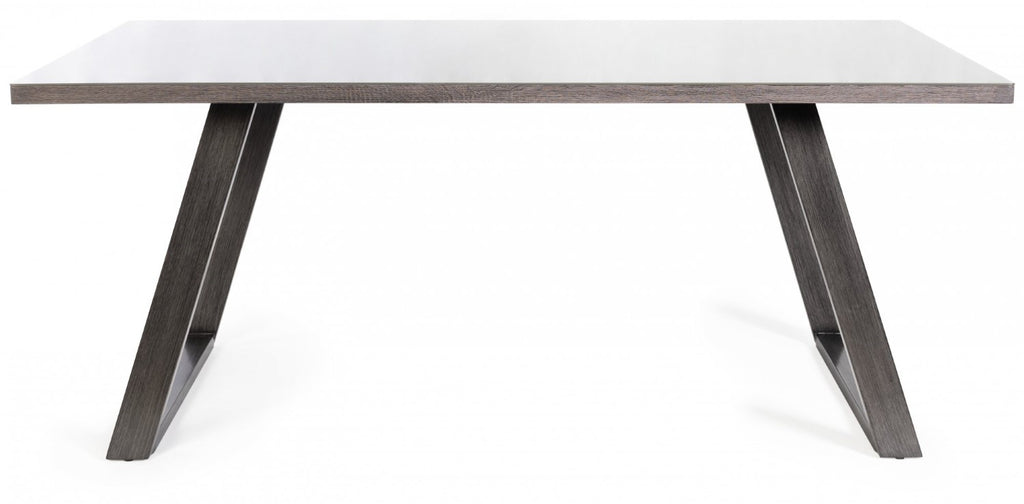 Grey Glass Rectangular Dining Set 6 Blue Velvet Chairs - Home Furniture Interiors