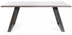 Rectangular 6ft Grey Painted Dining Table Glass Top - Home Furniture Interiors