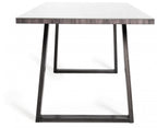 Rectangular 6ft Grey Painted Dining Table Glass Top - Home Furniture Interiors