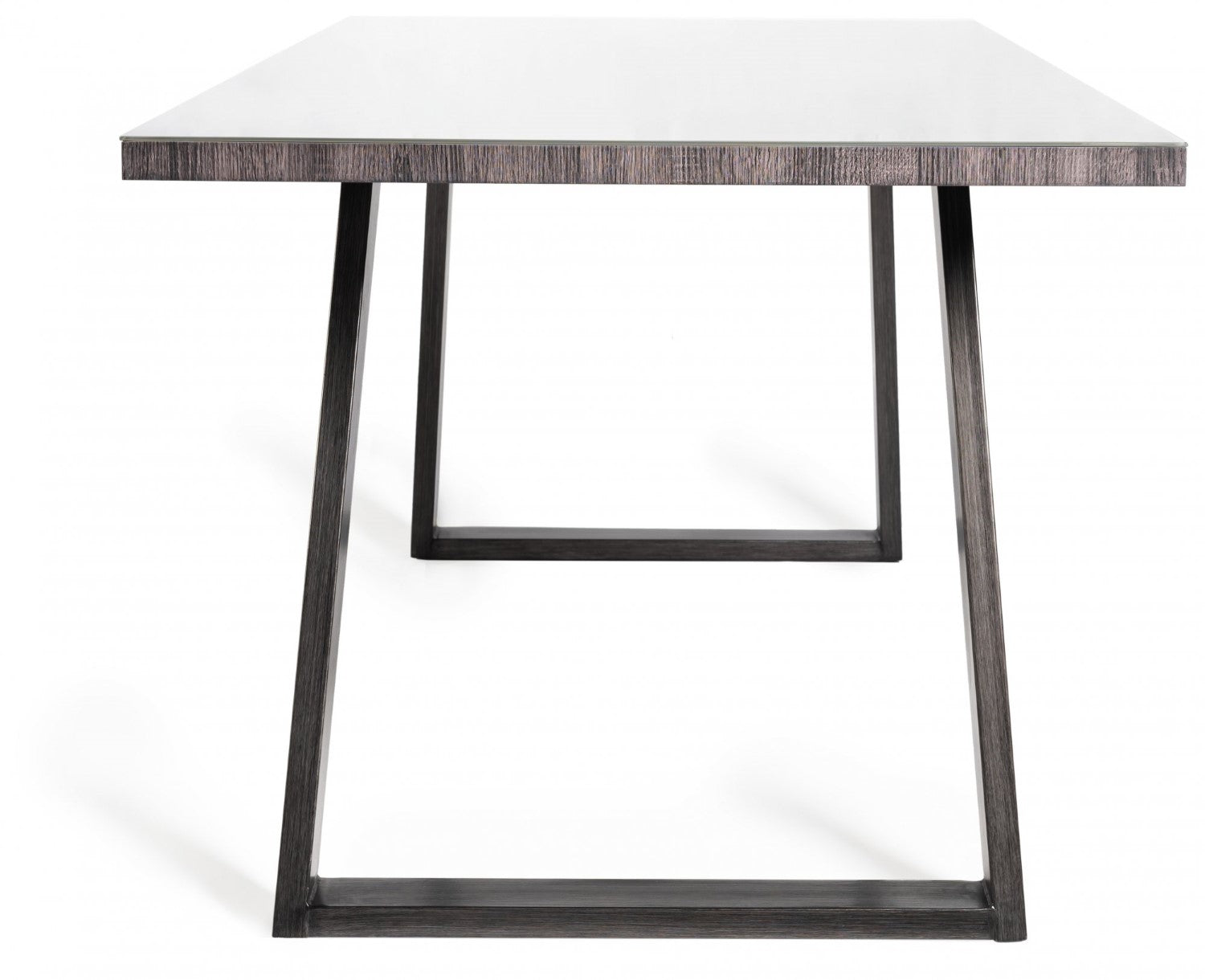 Rectangular 6ft Grey Painted Dining Table Glass Top - Home Furniture Interiors