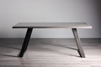 Rectangular 6ft Grey Painted Dining Table Glass Top - Home Furniture Interiors