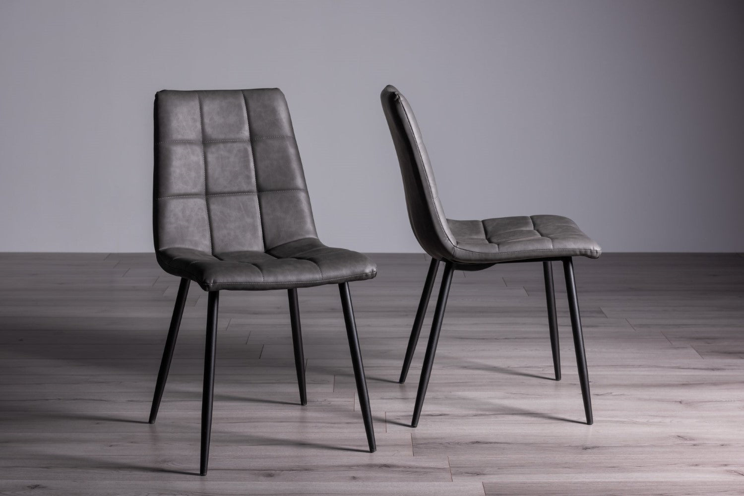Glass Rectangular Dining Set 4 Dark Grey Leather Chairs - Home Furniture Interiors