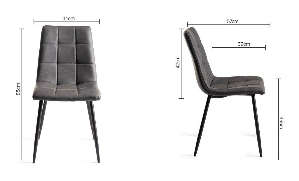 Glass Dining Table Set 6 Dark Grey Leather Chairs - Home Furniture Interiors