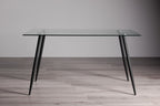 Glass Dining Table Set 6 Dark Grey Leather Chairs - Home Furniture Interiors