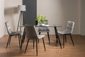 Clear Glass Dining Table Set 4 Grey Velvet Dining Chairs