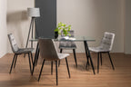Clear Glass Dining Table Set 4 Grey Velvet Dining Chairs