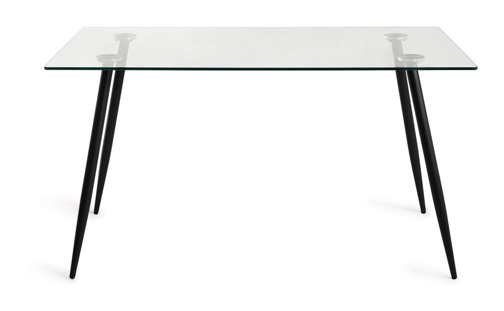 Clear Glass Dining Table Set 4 Grey Velvet Dining Chairs - Home Furniture Interiors