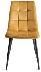 Clear Glass Dining Table Set 4 Yellow Velvet Fabric Chairs - Home Furniture Interiors