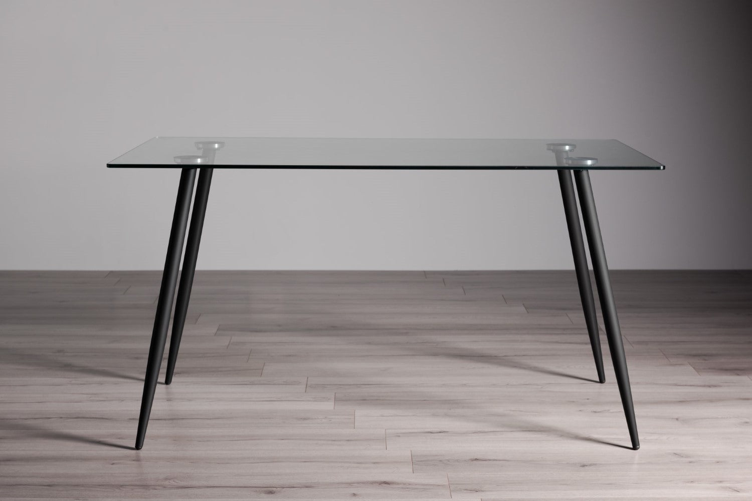 Clear Glass Dining Table Set 4 Blue Velvet Fabric Chairs - Home Furniture Interiors