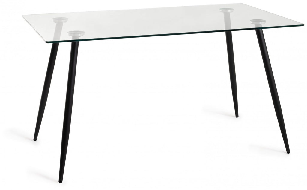 Clear Glass Dining Table Set 4 Blue Velvet Fabric Chairs - Home Furniture Interiors