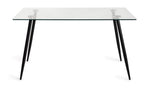 Clear Glass Dining Table Set 4 Blue Velvet Fabric Chairs - Home Furniture Interiors