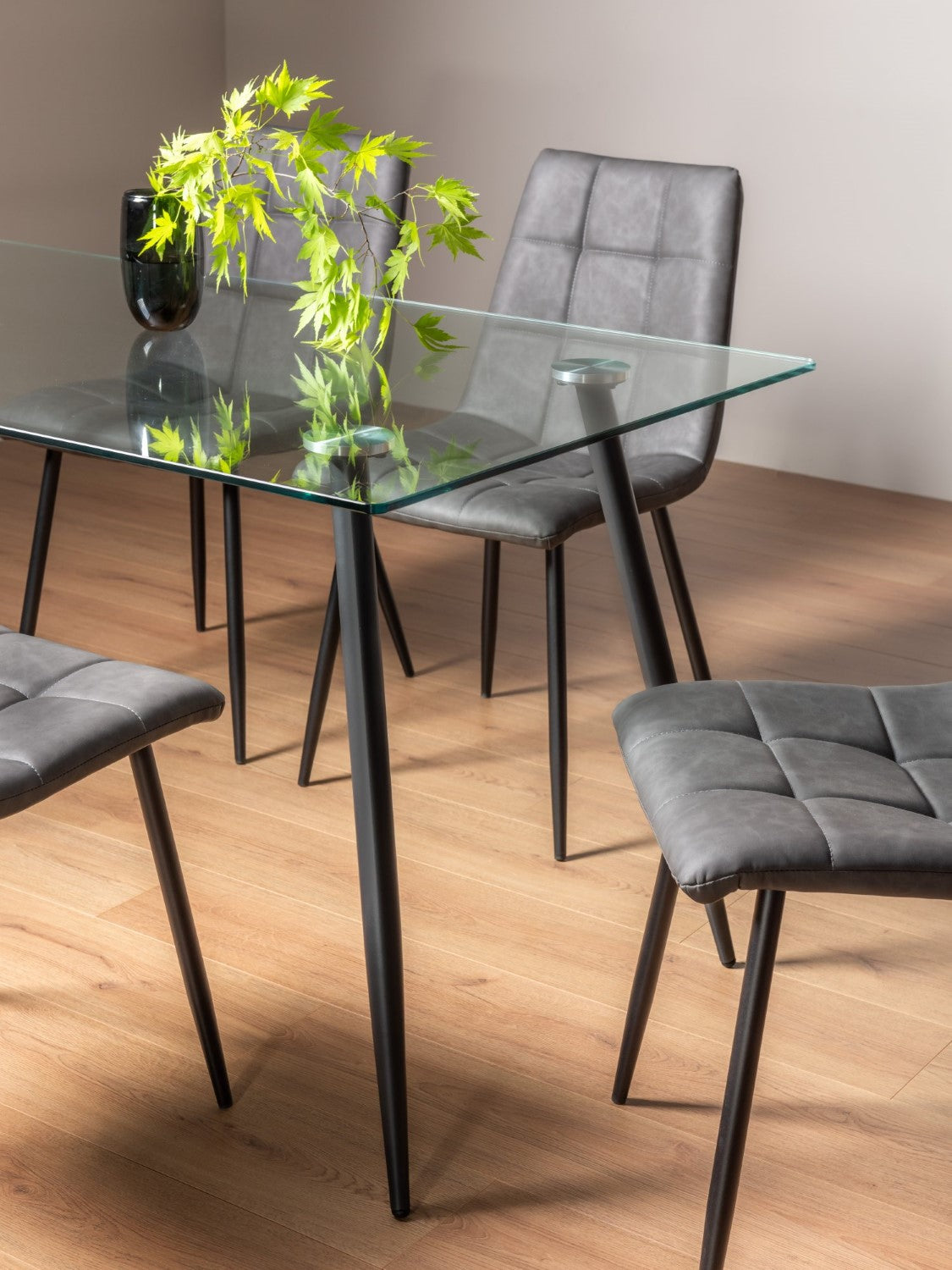 Glass Top Dining Table Black Legs - Home Furniture Interiors