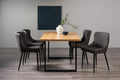 Oak Dining Table Set 4 Dark Grey Leather Chairs