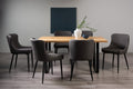 Rustic Oak Dining Table Set 6 Dark Grey Leather Chairs