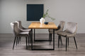 Rustic Oak Dining Table Set 4 Grey Velvet Chairs