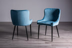 Rustic Oak 160cm Dining Set 4 Blue Velvet Chairs - Home Furniture Interiors