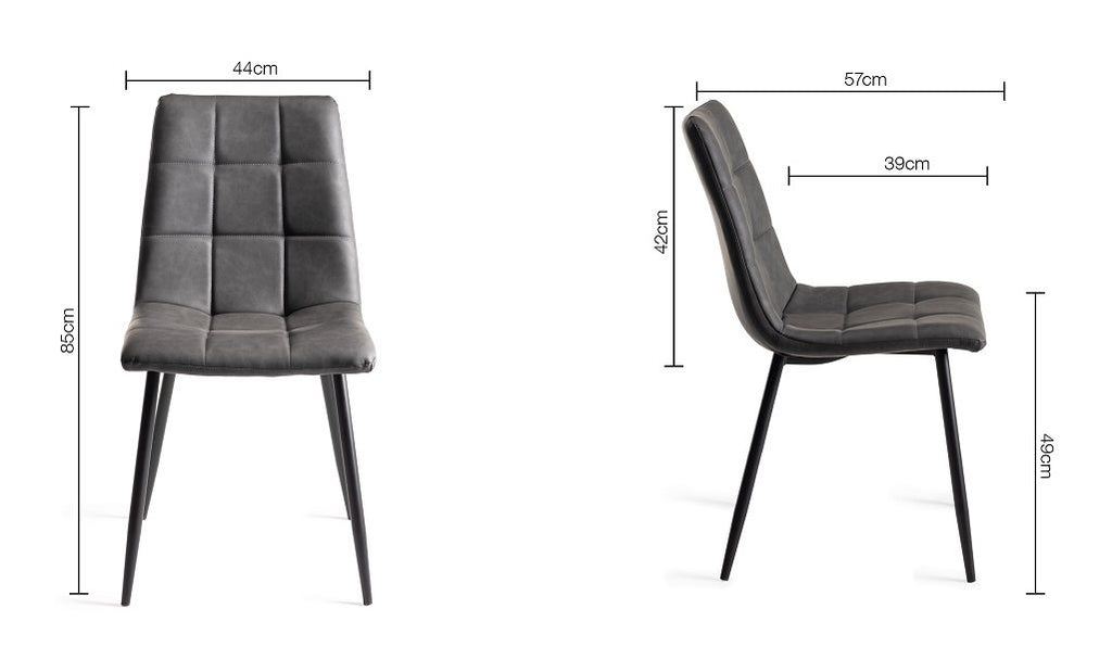 Rustic Oak Dining Table Set U Leg 6 Dark Grey Leather Chairs - Home Furniture Interiors