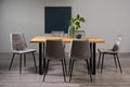 Rustic Oak Dining Table Set U Legs 6 Grey Leather Chairs