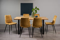 Oak Rectangular Table 6 Yellow Velvet Chairs Dining Set