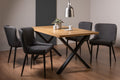 Oak Dining Table Set 4 Dark Grey Leather Chairs