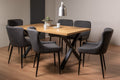 Rustic Oak Dining Table Set 6 Grey Leather Dining Chairs