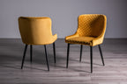Oak Dining Table Set with 4 Yellow Velvet Chairs - Home Furniture Interiors