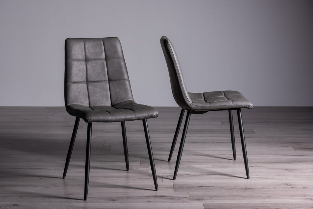 Rustic Oak 160cm Dining Set 4 Dark Grey Leather Chairs - Home Furniture Interiors
