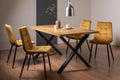 Oak Dining Table Set with 4 Yellow Velvet Chairs