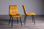 Oak Dining Table Set with 4 Yellow Velvet Chairs - Home Furniture Interiors