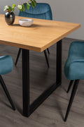 Rustic Oak Top Rectangular Kitchen Dining Table Black Legs