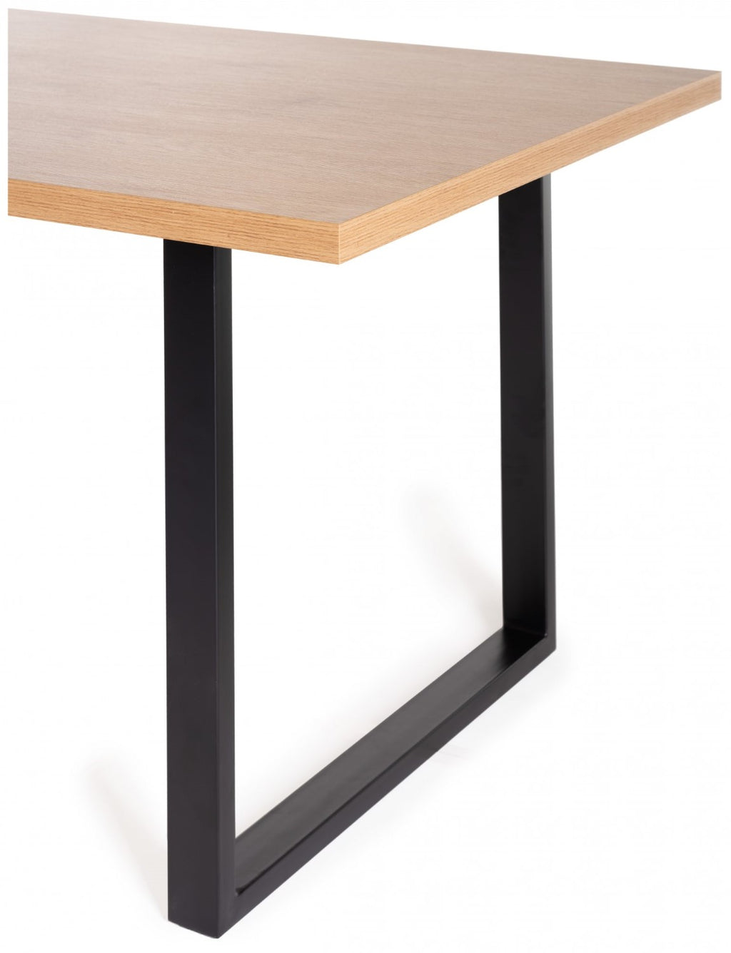 Rustic Oak Top Rectangular Kitchen Dining Table Black Legs - Home Furniture Interiors