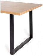 Rustic Oak Top Rectangular Kitchen Dining Table Black Legs - Home Furniture Interiors