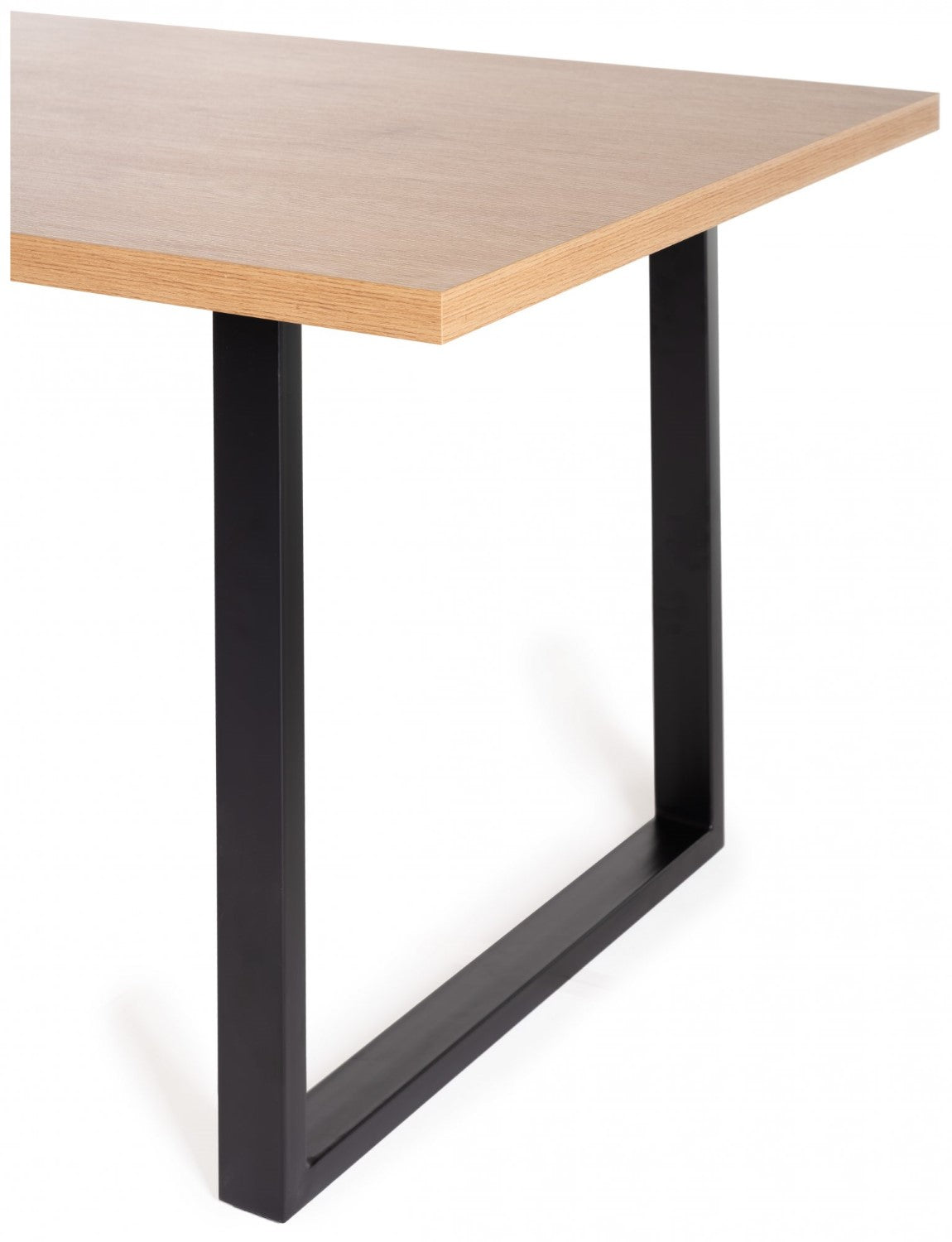 Rustic Oak Top Rectangular Kitchen Dining Table Black Legs - Home Furniture Interiors