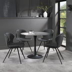 Matte Grey Sintered Stone Top Round Dining Table