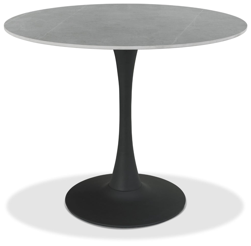 Matte Grey Sintered Stone Top Round Dining Table - Home Furniture Interiors