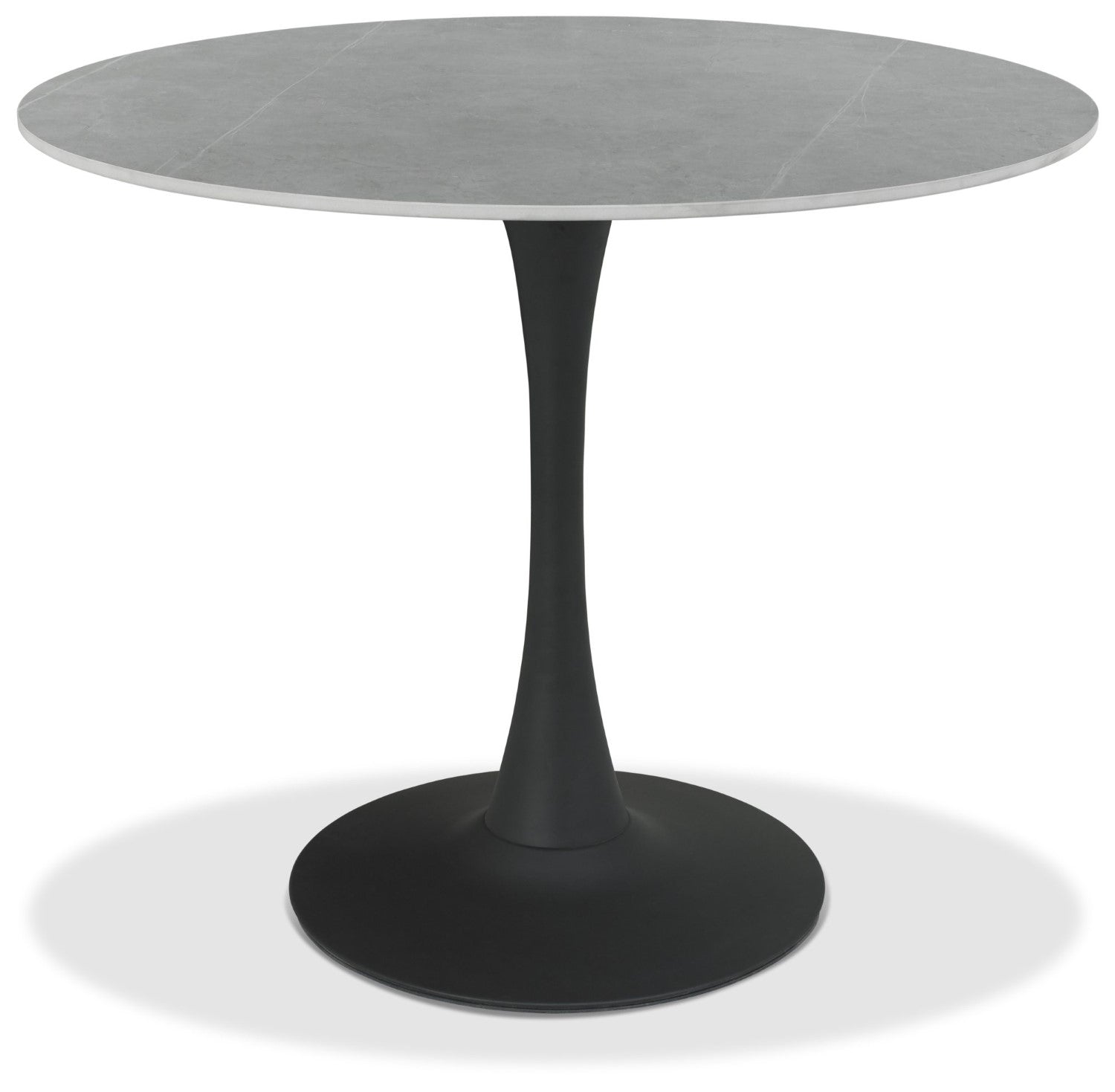 Matte Grey Sintered Stone Top Round Dining Table - Home Furniture Interiors