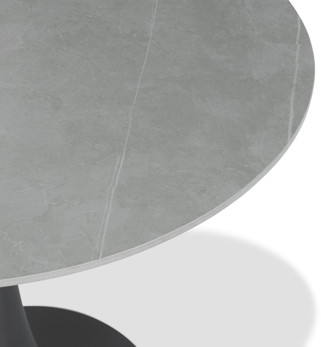 Matte Grey Sintered Stone Top Round Dining Table - Home Furniture Interiors