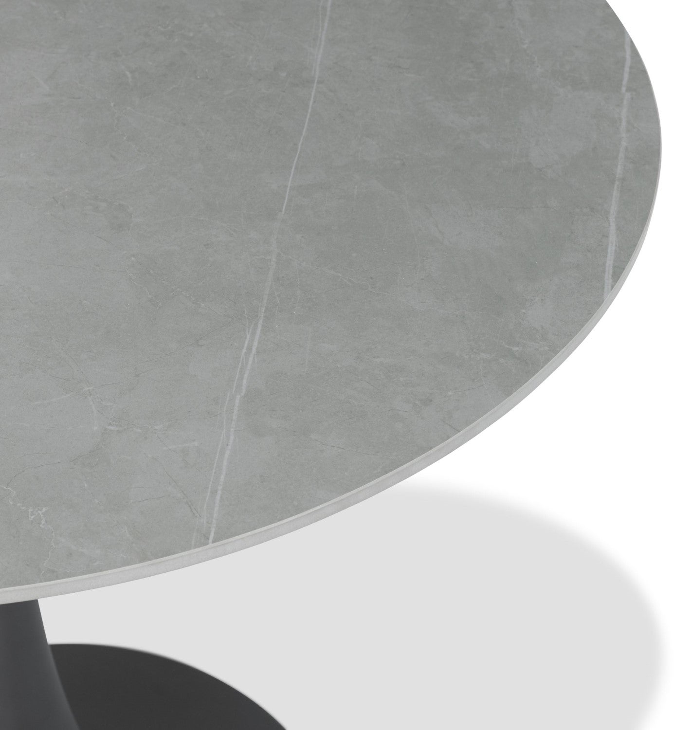 Matte Grey Sintered Stone Top Round Dining Table - Home Furniture Interiors