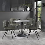 Matte Grey Sintered Stone Top Round Dining Table - Home Furniture Interiors