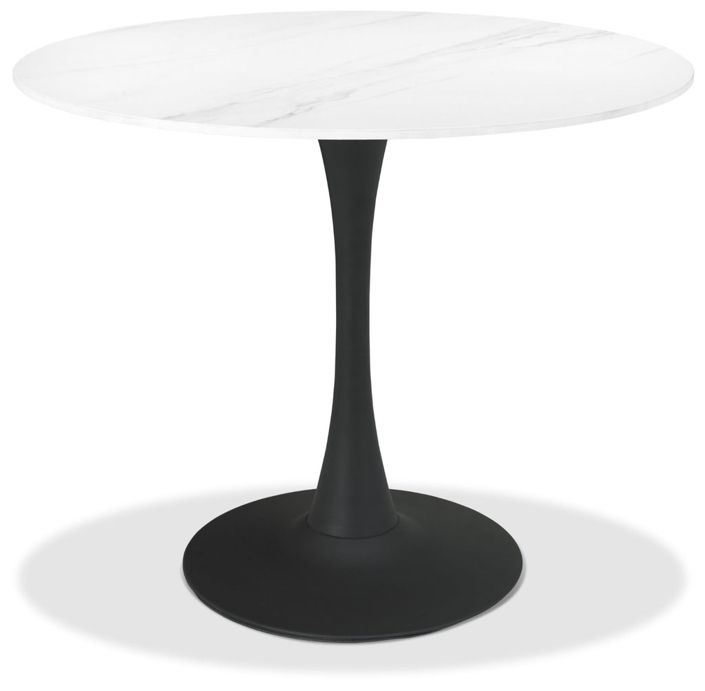 Matte White Sintered Stone Top Round Dining Table - Home Furniture Interiors