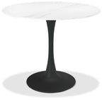 Matte White Sintered Stone Top Round Dining Table - Home Furniture Interiors