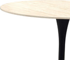 Beige Marble Effect Circular Bistro Table Black Base - Home Furniture Interiors