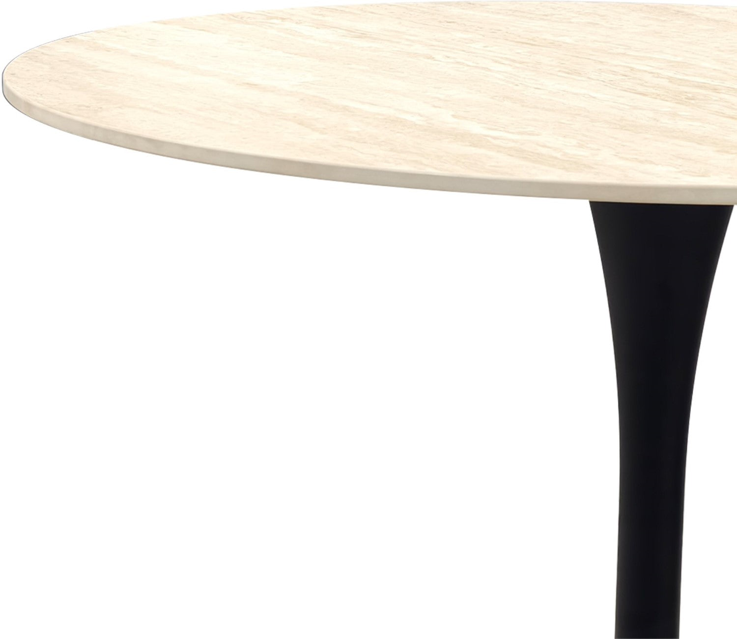 Beige Marble Effect Circular Bistro Table Black Base - Home Furniture Interiors