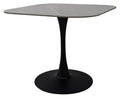 Grey Sintered Stone 90cm Square Bistro Table with Black Base